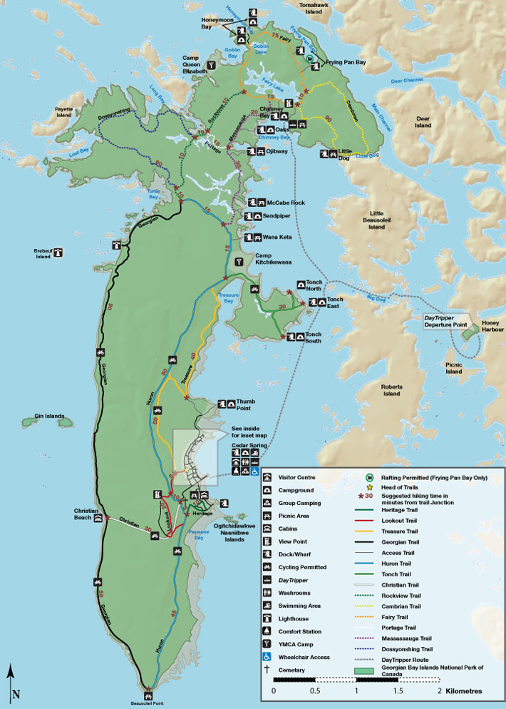 Hiking Trails on Beausoleil Island, Georgian Bay Islands National Park in Honey Harbour