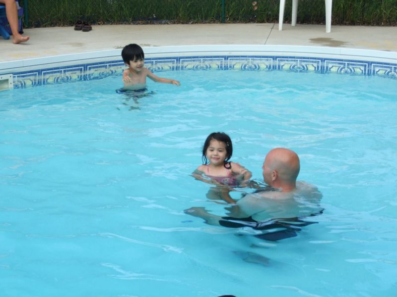 learning to swim at Elm Cove Cottages