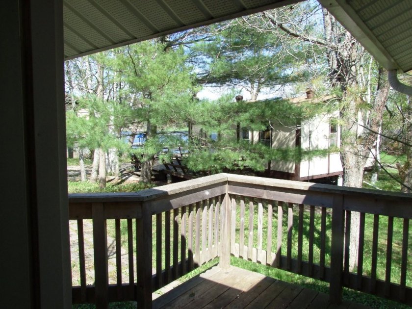 view from the kitchen door to the shuffleboards near cottage #7